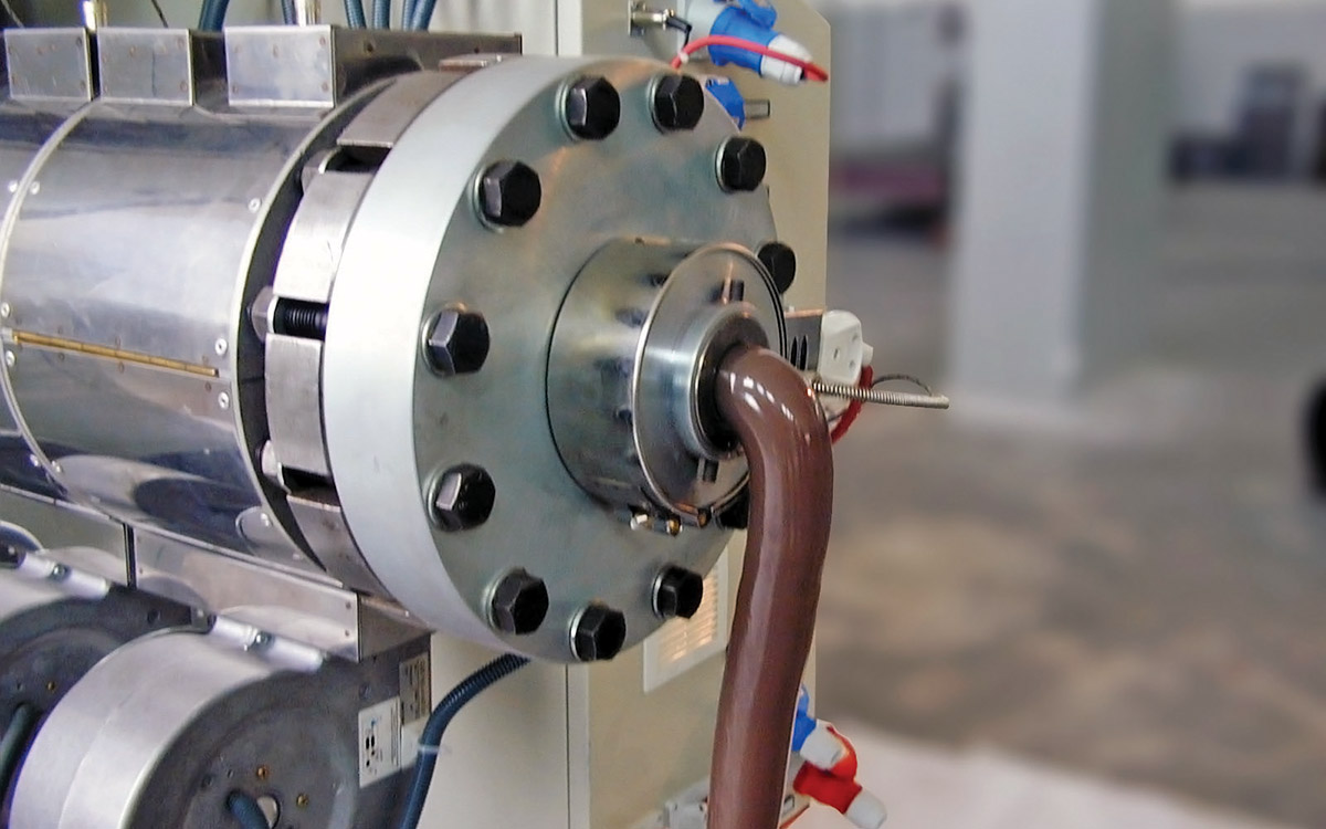 PLATEX extrusion nozzle die — direct profile or calendering feed for PVC and WPC compounds, custom die geometry available from Takımsan