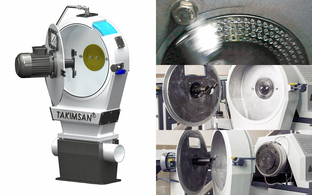 PLATEX by Takımsan granulation division — die-face or strand pelletising head for PVC, WPC, and masterbatch compound pellet production